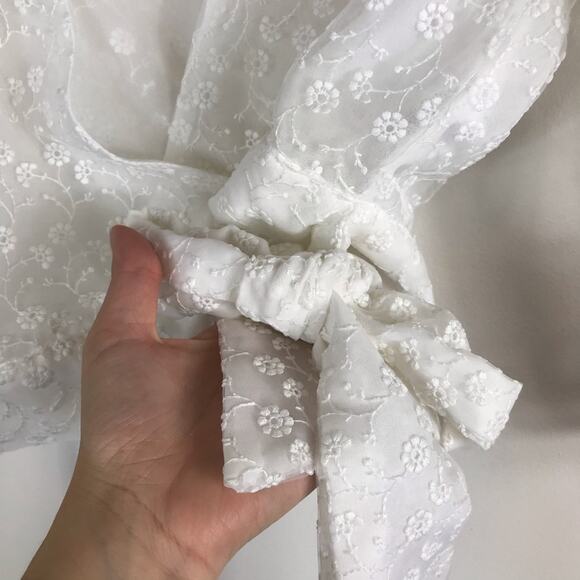 Zara Floral Eyelet Organza Crop Top Fairy Cottage Coquette Ballet Ethereal White - Picture 8 of 11